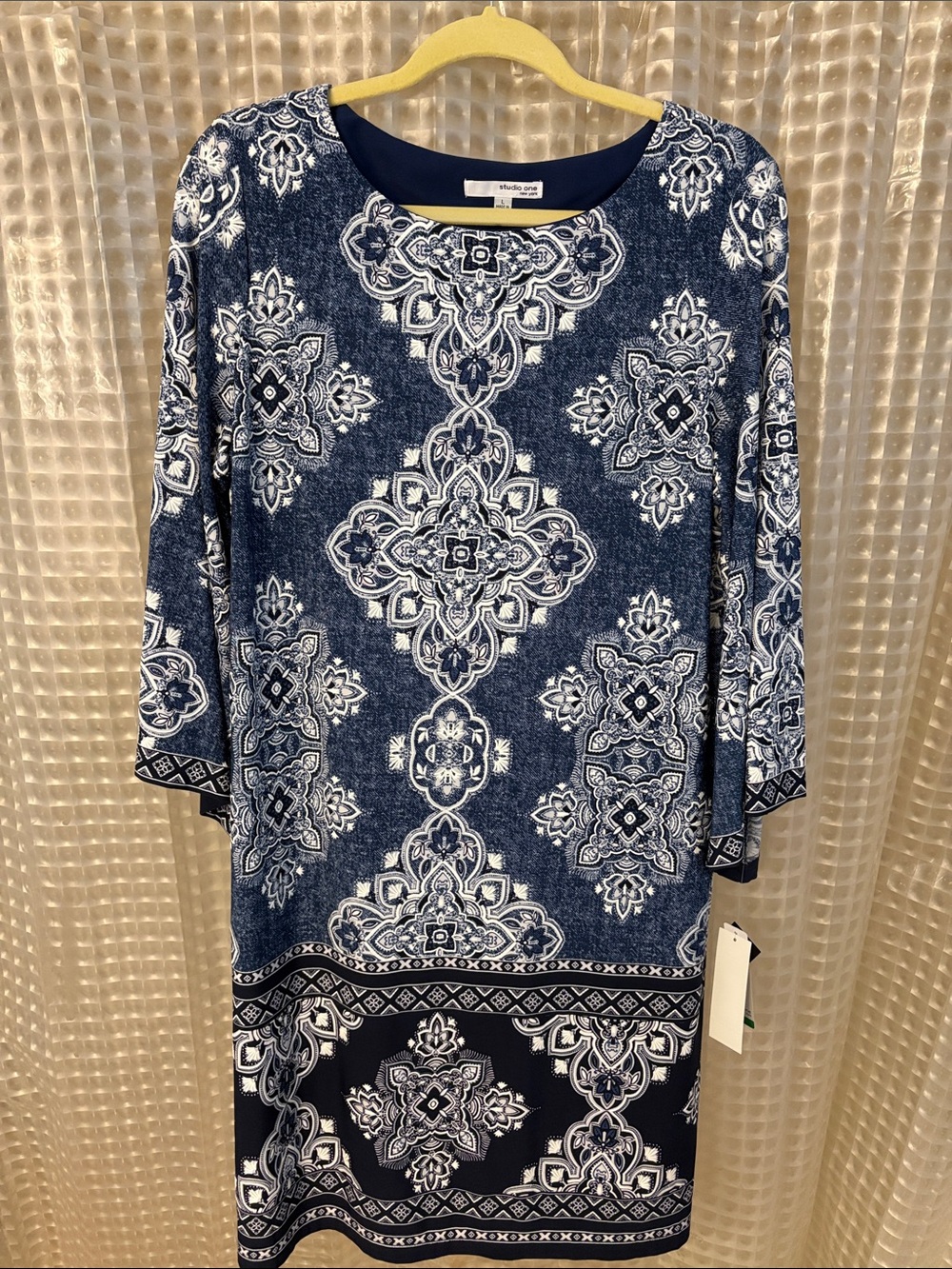 Studio One Navy & White Medallion Print Dress